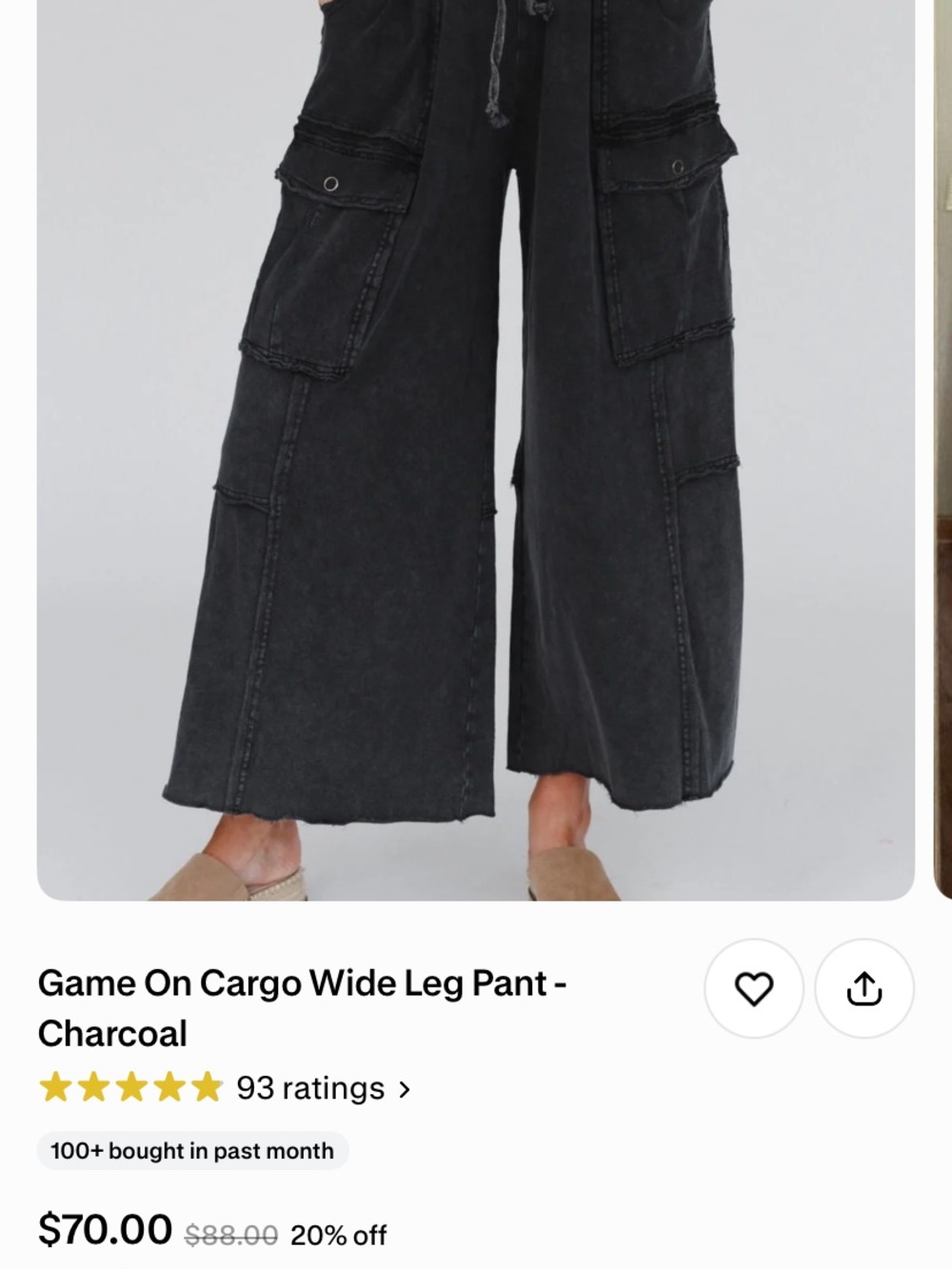 Three Bird Nest Black Wide Leg Utility Pants - Picture 4 of 6